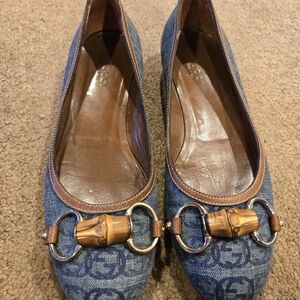Gucci Denim Blue AND Tan Ballet Flats 6.5